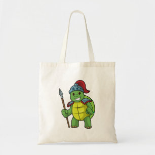 Turtle as Warrior with Spear & Helmet Tote Bag