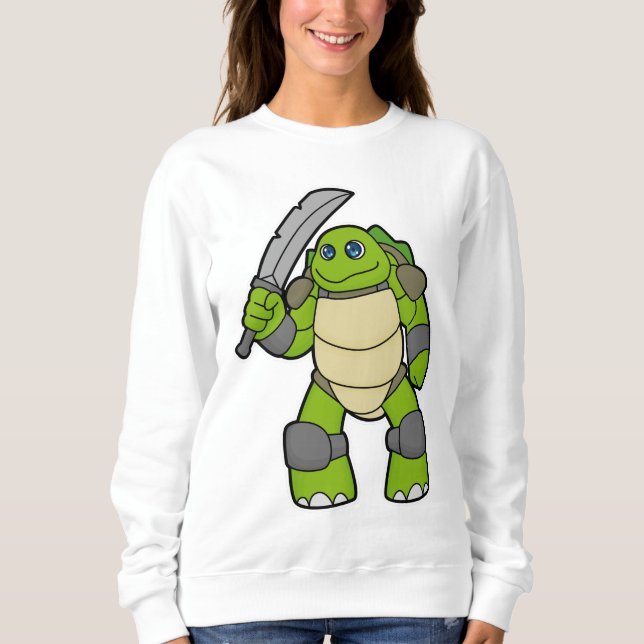 Turtle as Warrior with Sword Sweatshirt (Front)