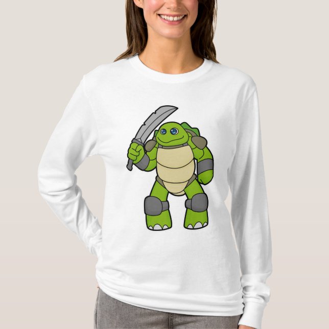 Turtle as Warrior with Sword T-Shirt (Front)
