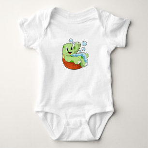 Turtle at Bathing with Foam Baby Bodysuit