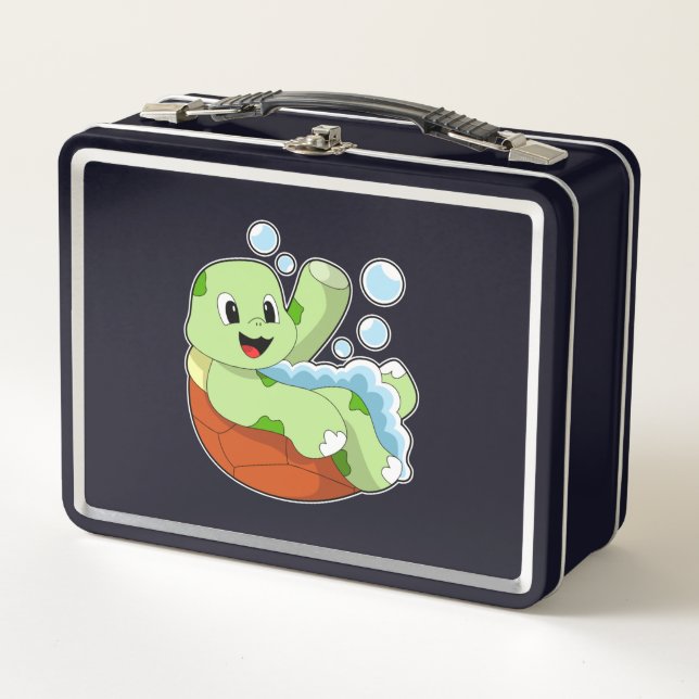 Turtle at Bathing with Foam Metal Lunch Box (Front)