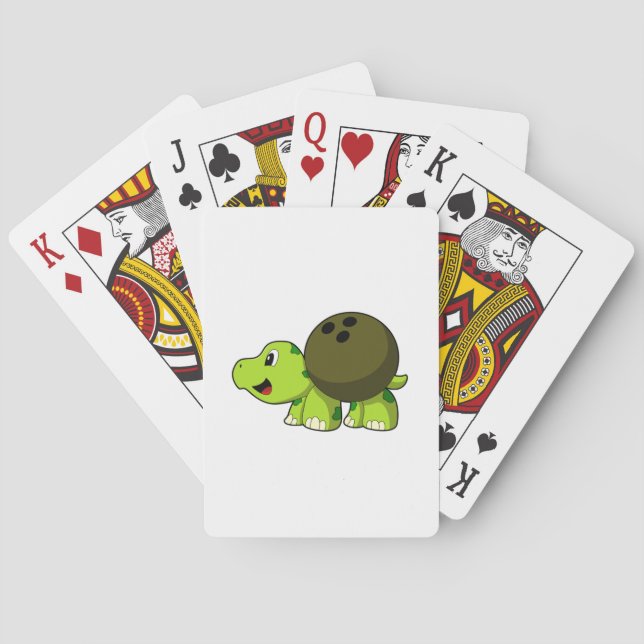 Turtle at Bowling with Bowling ball Playing Cards (Back)