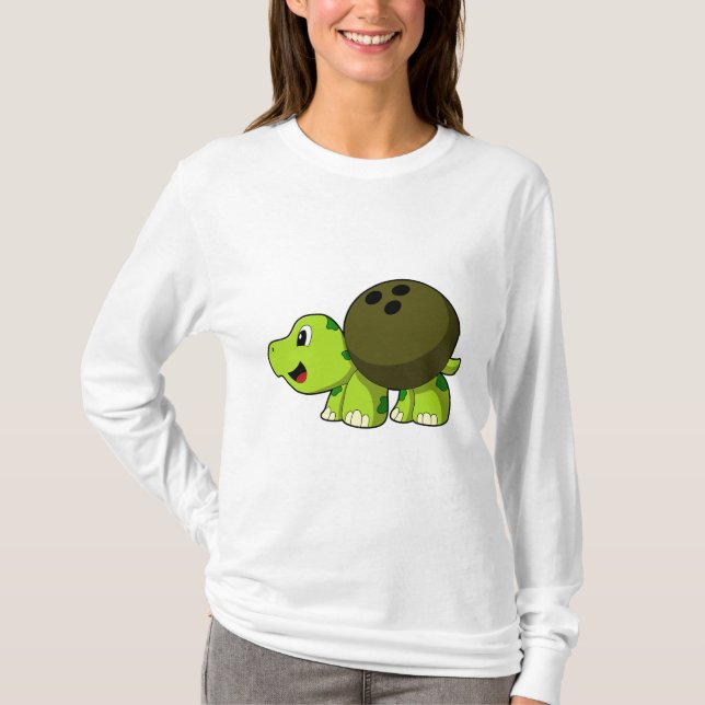 Turtle at Bowling with Bowling ball T-Shirt (Front)