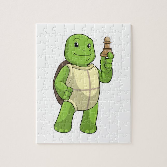 Turtle at Chess with Chess piece Pawn Jigsaw Puzzle (Vertical)