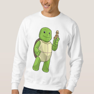 Turtle at Chess with Chess piece Pawn Sweatshirt