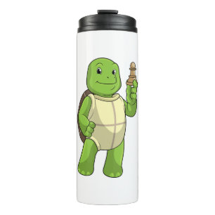 Turtle At Chess With Chess Piece Pawn Thermal Tumbler