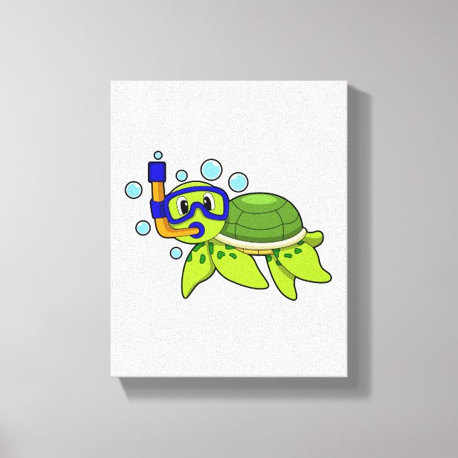 Turtle at Diving with Snorkel Canvas Print (Front)