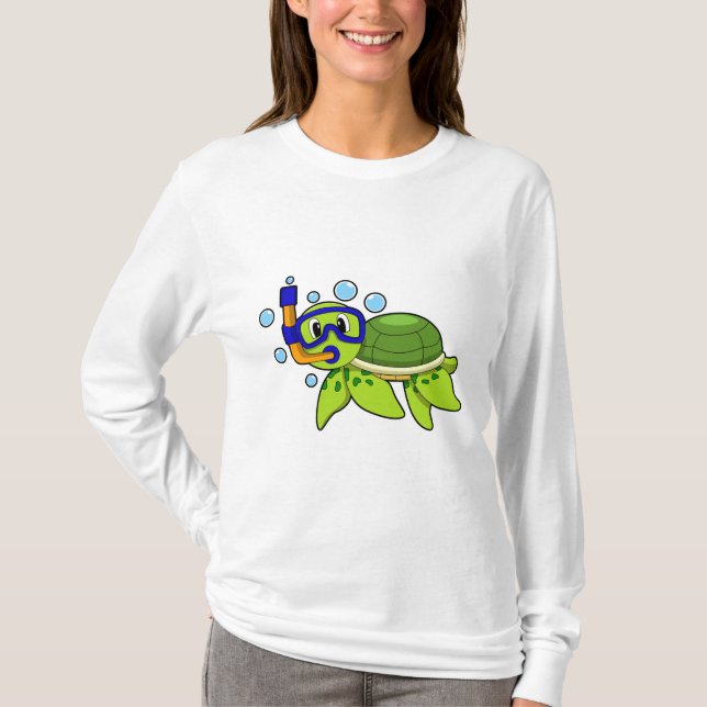 Turtle at Diving with Snorkel T-Shirt (Front)