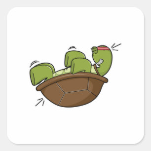 Turtle at Exercise for Abdominla muscles Square Sticker