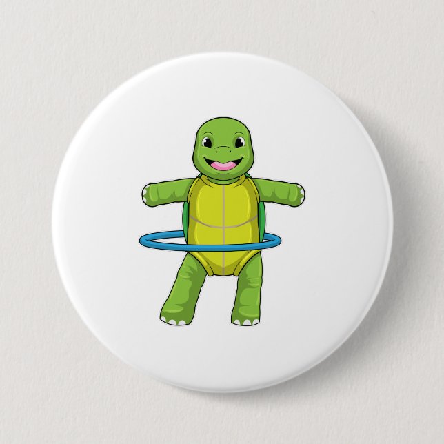 Turtle at Fitness with Fitness tires 7.5 Cm Round Badge (Front)