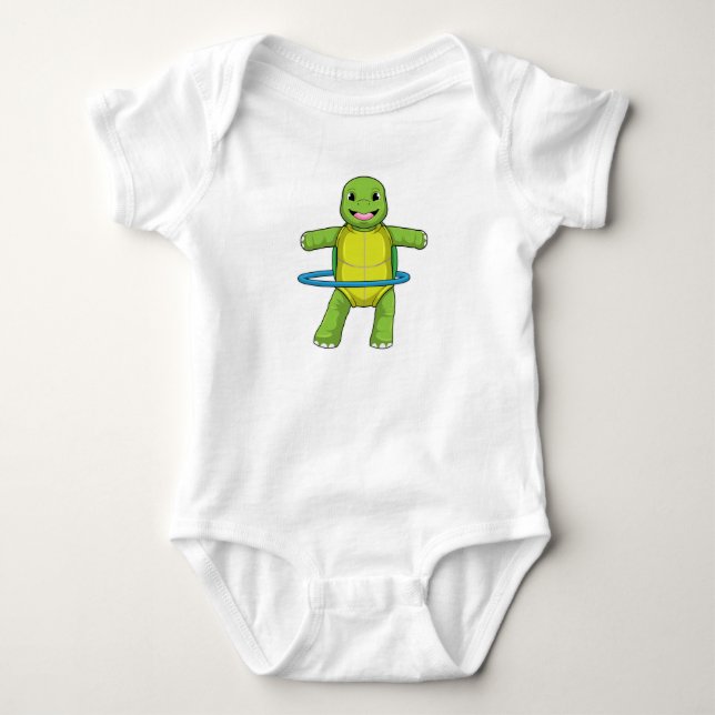 Turtle at Fitness with Fitness tires Baby Bodysuit (Front)