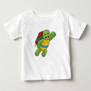 Turtle at Flying with Rocket Baby T-Shirt