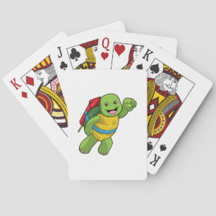 Turtle at Flying with Rocket Playing Cards
