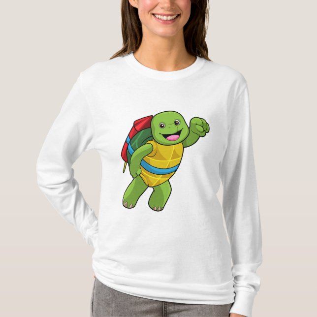 Turtle at Flying with Rocket T-Shirt (Front)