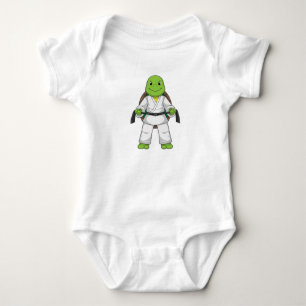 Turtle at Martial arts with black Belt Baby Bodysuit