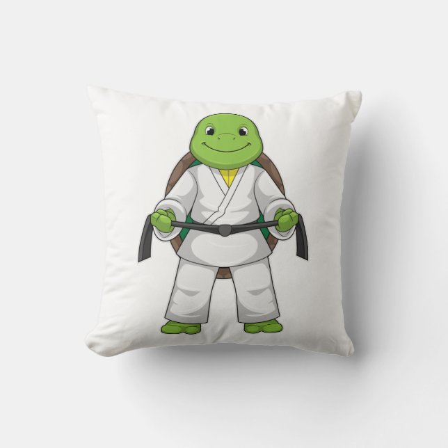 Turtle at Martial arts with black Belt Cushion (Front)