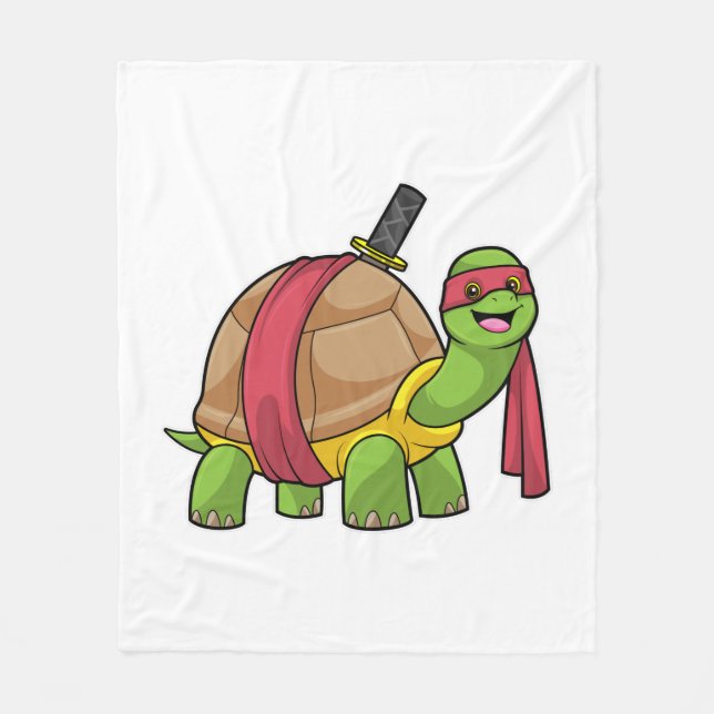 Turtle at Martial arts with Sword Fleece Blanket (Front)