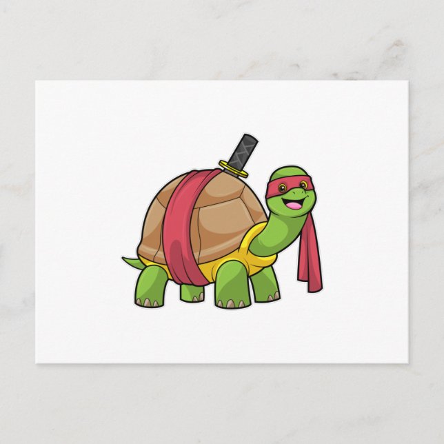 Turtle at Martial arts with Sword Postcard (Front)