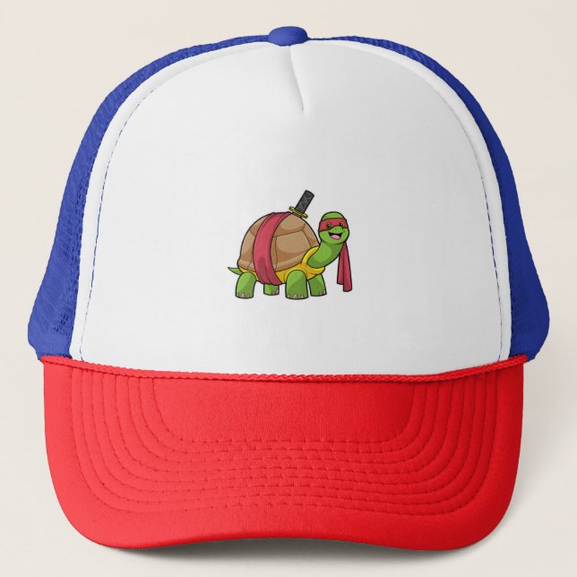 Turtle at Martial arts with Sword Trucker Hat (Front)