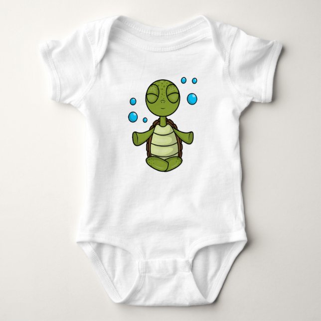 Turtle at Meditating in Sitting Baby Bodysuit (Front)