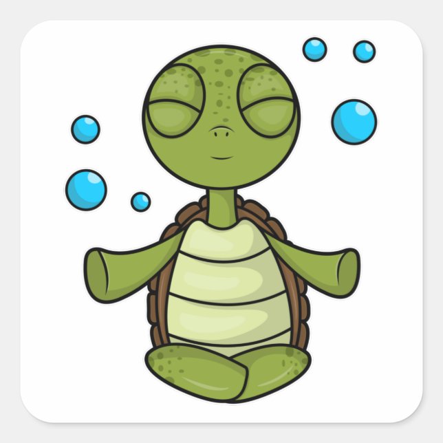 Turtle at Meditating in Sitting Square Sticker (Front)