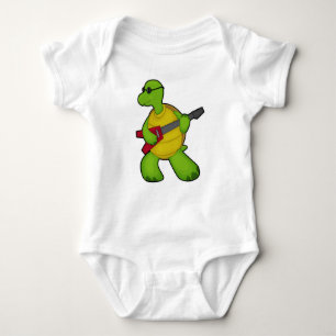Turtle at Music with Guitar & Sunglasses Baby Bodysuit