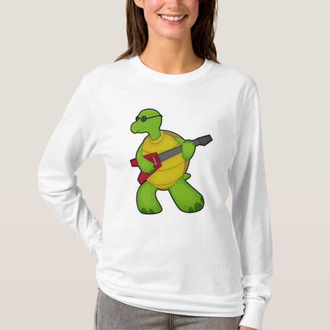 Turtle at Music with Guitar & Sunglasses T-Shirt (Front)