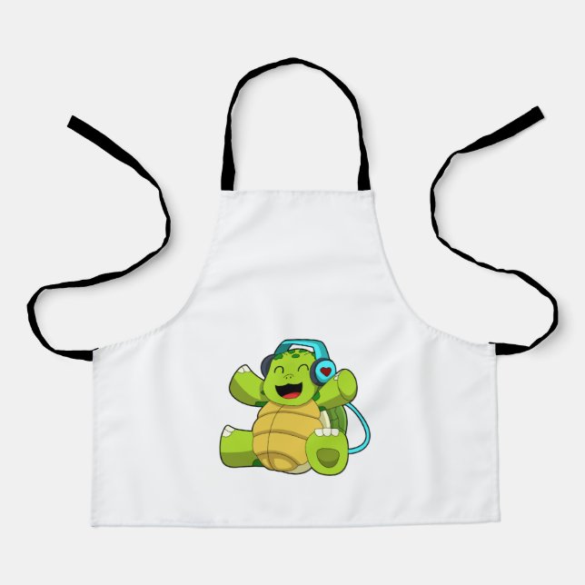 Turtle at Music with Headphone Apron (Front)
