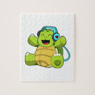 Turtle at Music with Headphone Jigsaw Puzzle