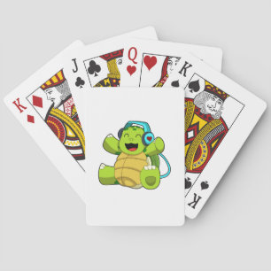 Turtle at Music with Headphone Playing Cards