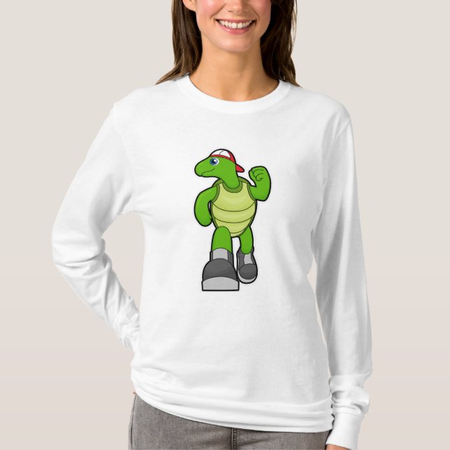 Turtle at Running with Cap T-Shirt (Front)