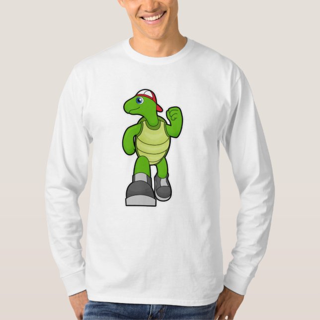 Turtle at Running with Cap T-Shirt (Front)