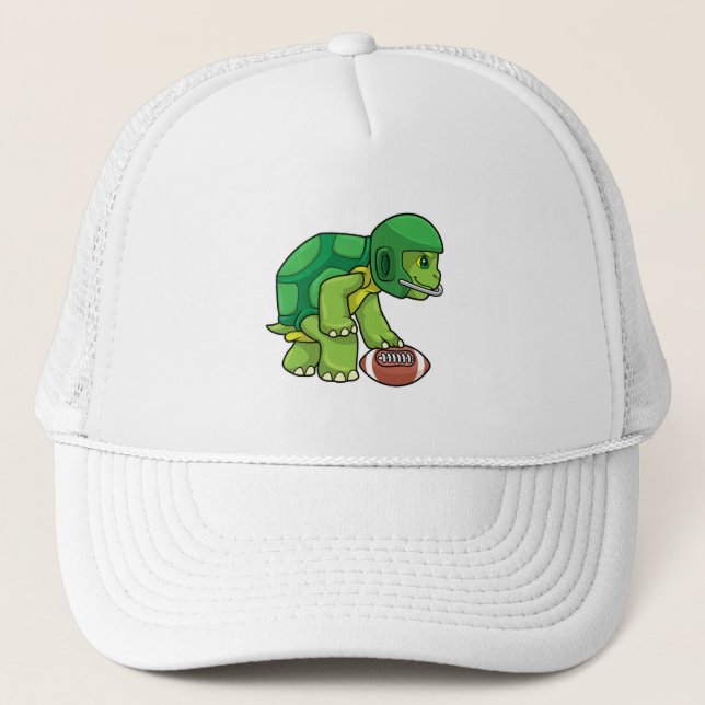 Turtle at Sports with Football & Helmet Trucker Hat (Front)