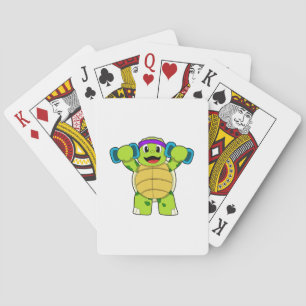 Turtle at Strength training & Dumbbells Playing Cards
