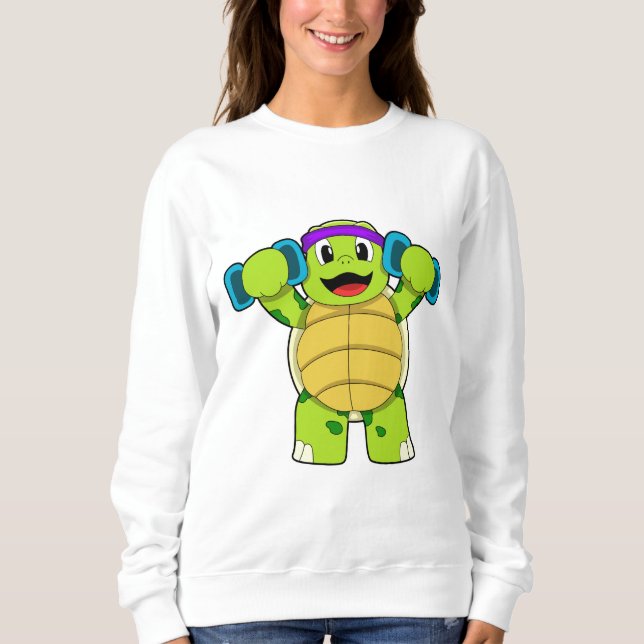 Turtle at Strength training & Dumbbells Sweatshirt (Front)