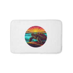 Turtle at Sunset, Inspiring Nature Design Bath Mat