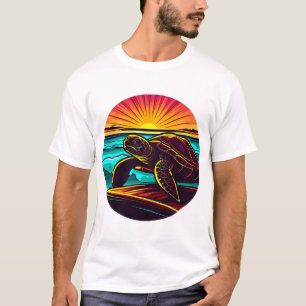 Turtle at Sunset, Inspiring Nature Design T-Shirt