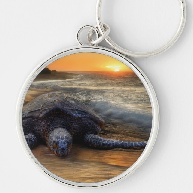 Turtle at Sunset Key Ring (Front)