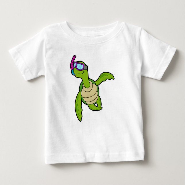 Turtle at Swimming with Snorkel Baby T-Shirt (Front)