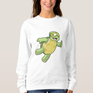 Turtle at Swimming with Swimming goggles Sweatshirt