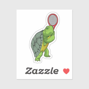 Turtle at Tennis with Tennis racket