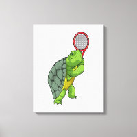 Turtle at Tennis with Tennis racket