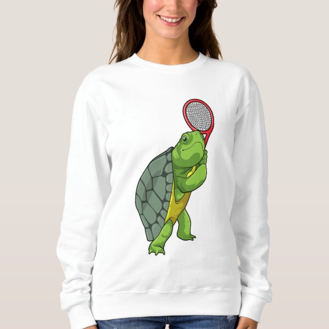 Turtle at Tennis with Tennis racket Sweatshirt (Front)