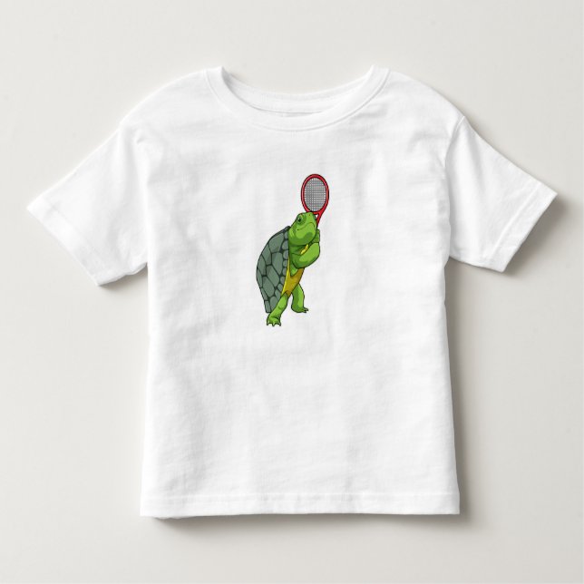 Turtle at Tennis with Tennis racket Toddler T-Shirt (Front)