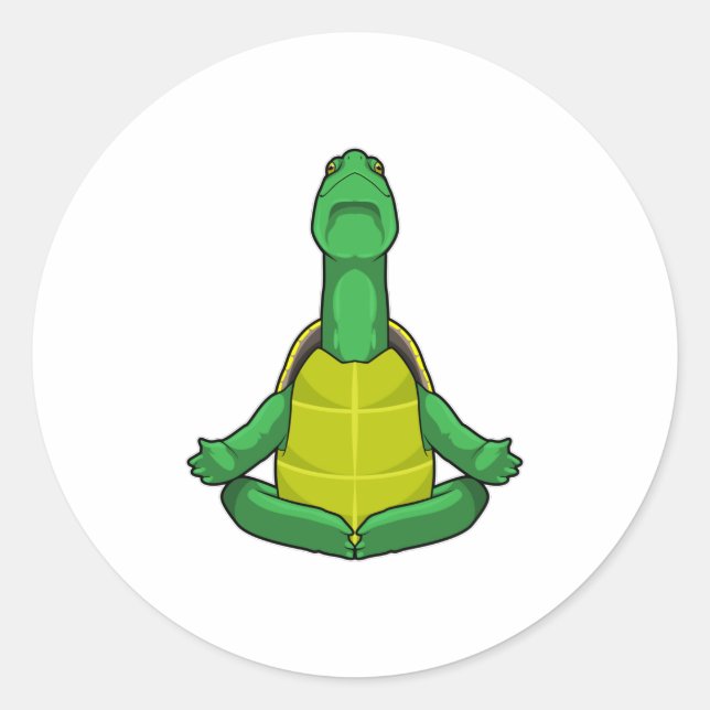 Turtle at Yoga Meditation Classic Round Sticker (Front)
