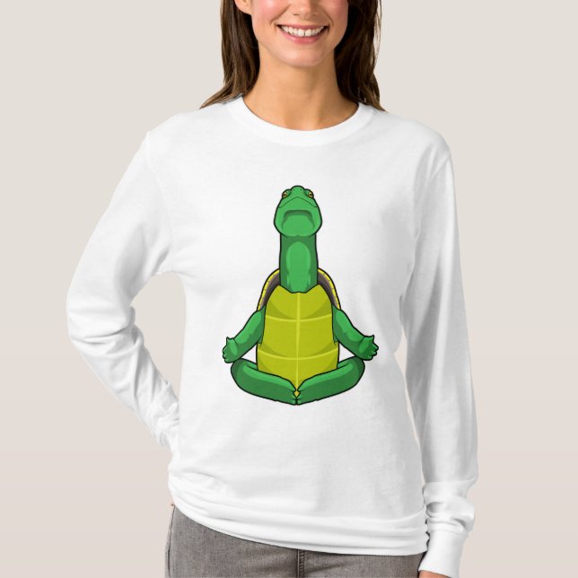 Turtle at Yoga Meditation T-Shirt (Front)