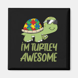 Turtle Awesome Autism Awareness Puzzle Piece  Magnet