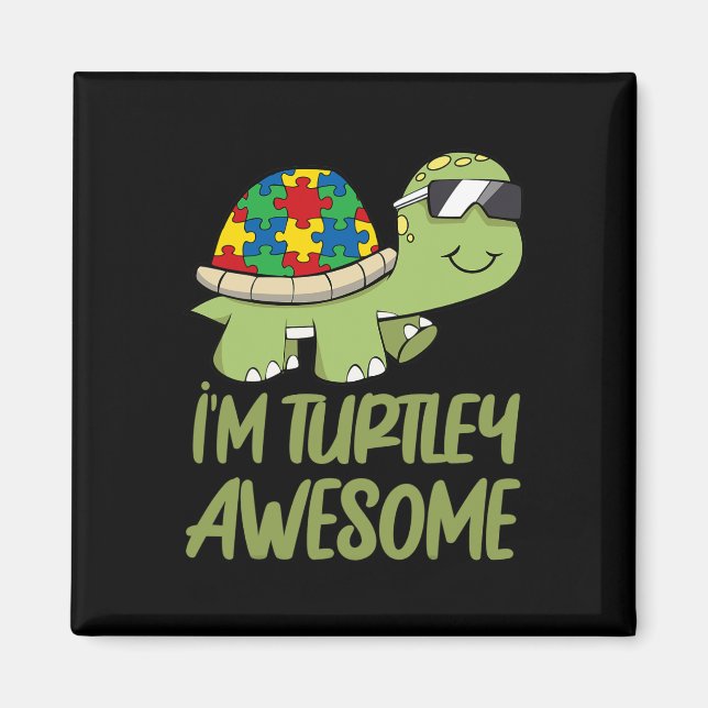 Turtle Awesome Autism Awareness Puzzle Piece  Magnet (Front)
