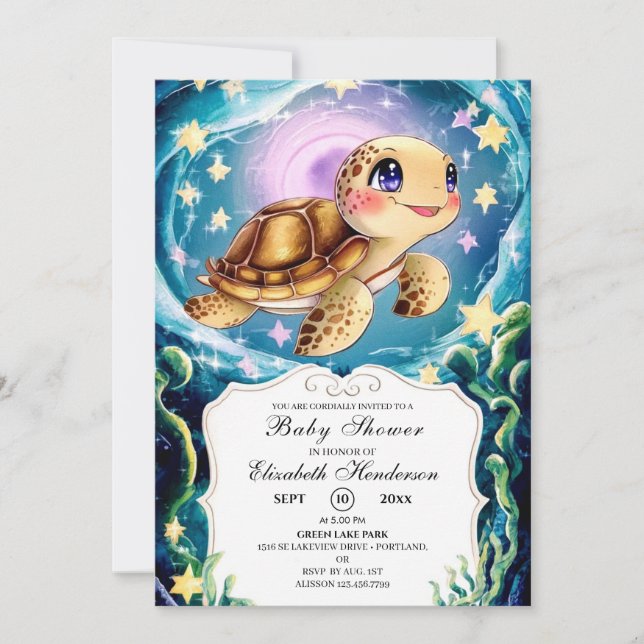 Turtle Baby Shower Invitation (Front)
