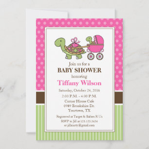 Turtle Baby Shower Invitation pink